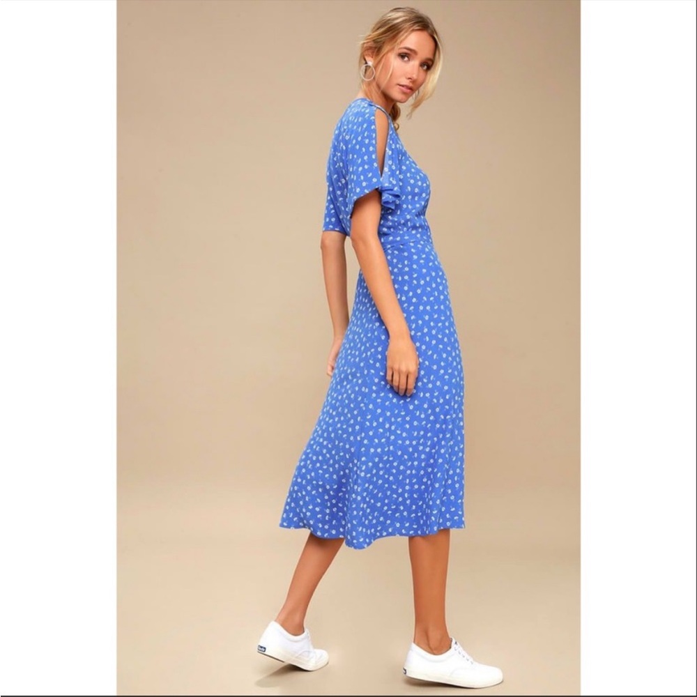 Lulus Blue Floral Midi Dress